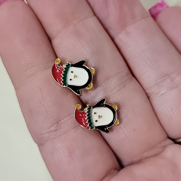 Holiday Penguin Stud Earrings - Picture 6 of 6